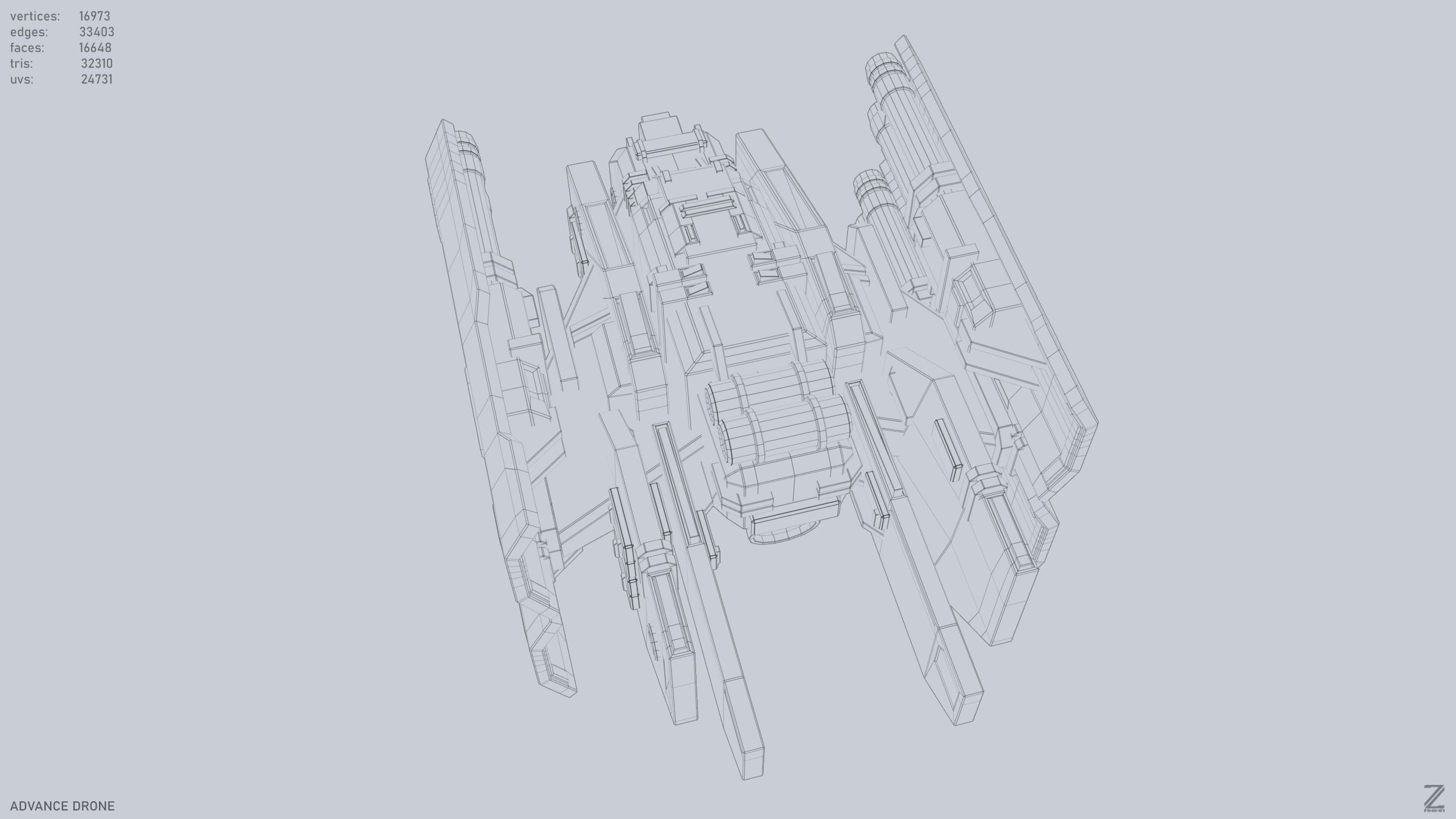 Advance Drone Low-poly 3D model_12