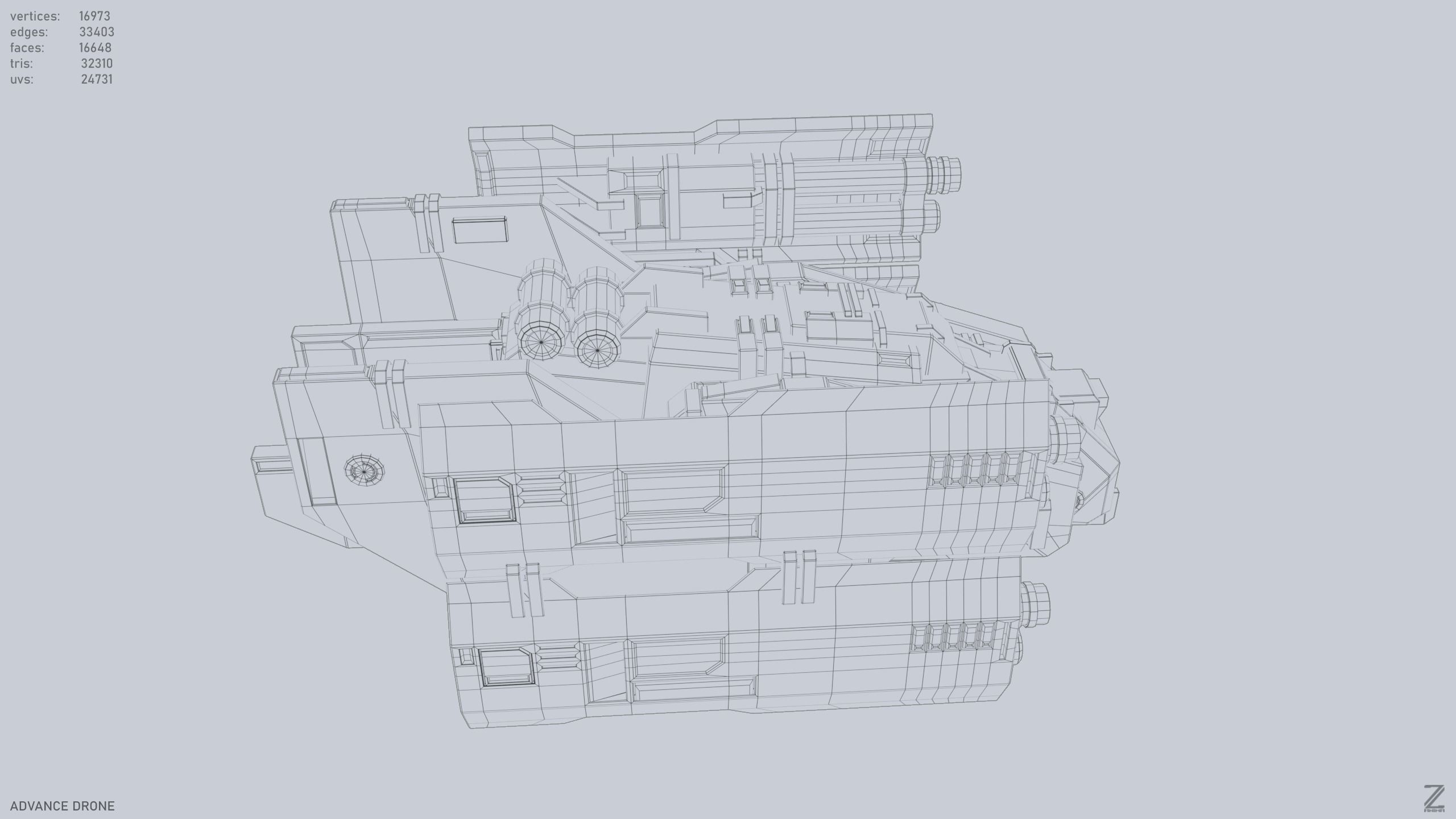 Advance Drone Low-poly 3D model_9