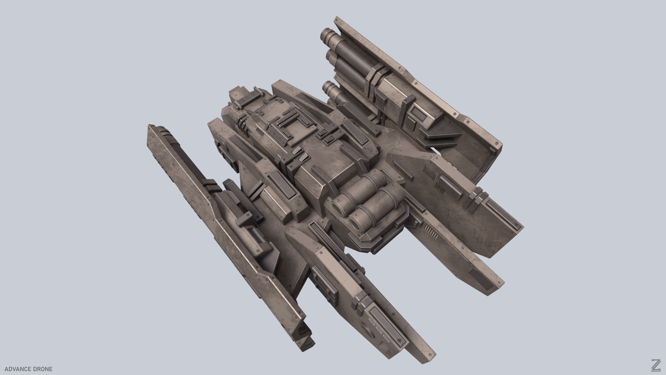 Advance Drone Low-poly 3D model_4