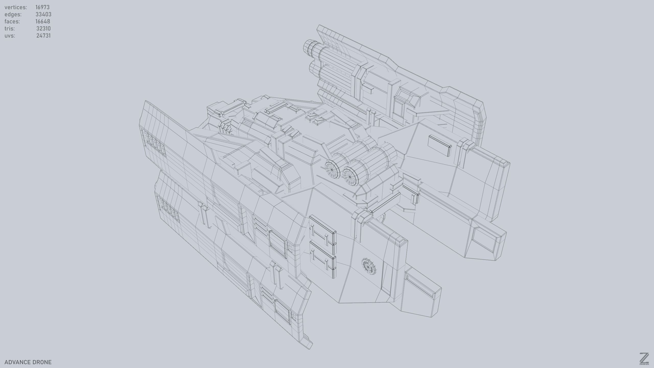 Advance Drone Low-poly 3D model_14