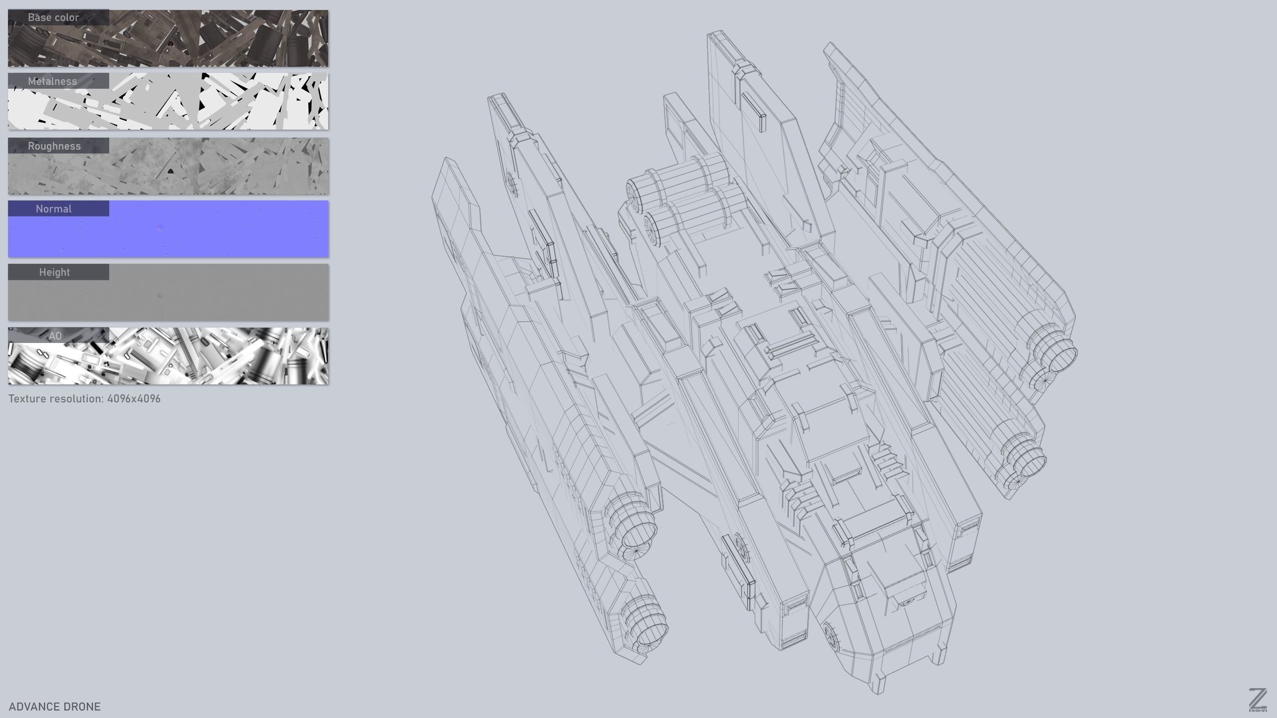 Advance Drone Low-poly 3D model_3