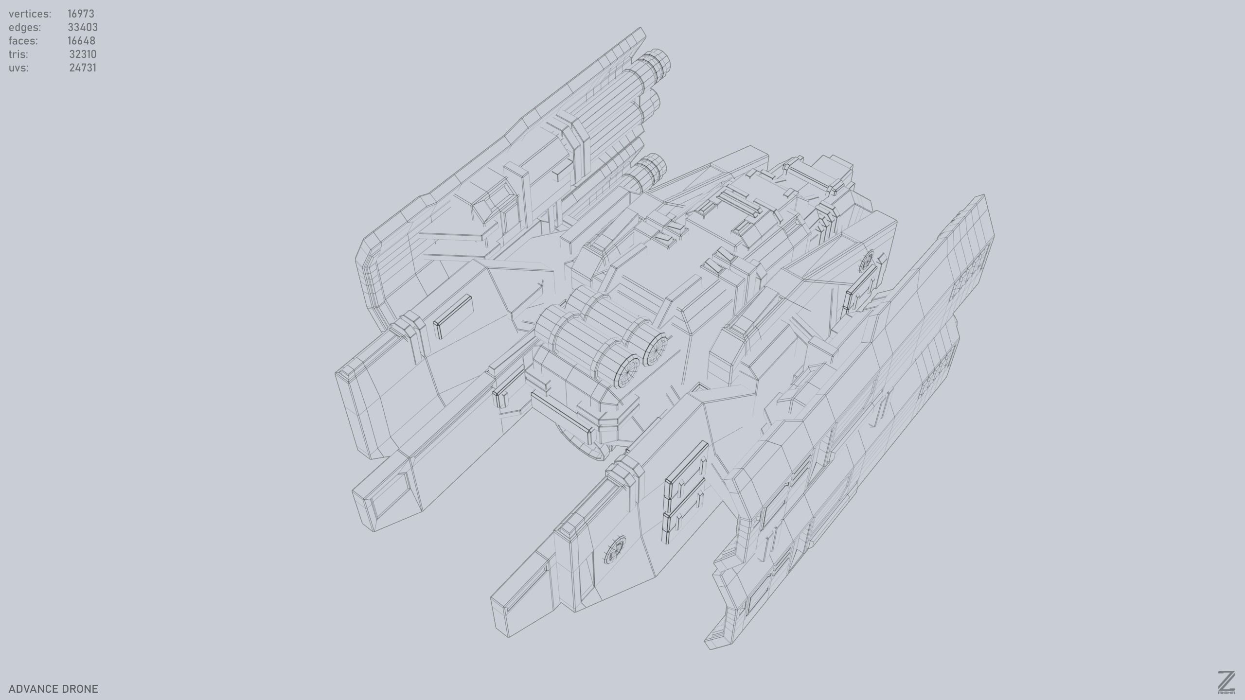 Advance Drone Low-poly 3D model_10