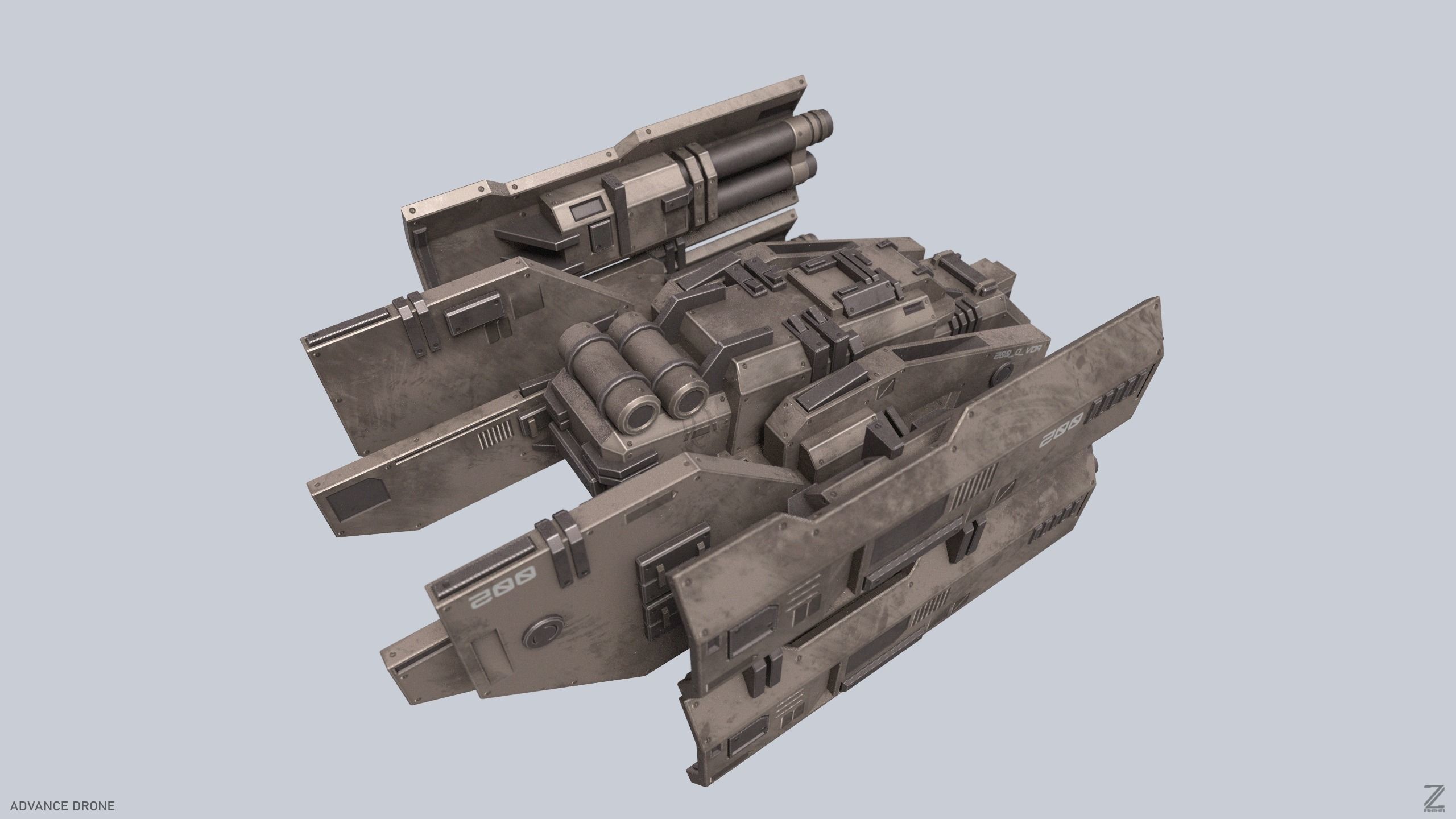 Advance Drone Low-poly 3D model_5