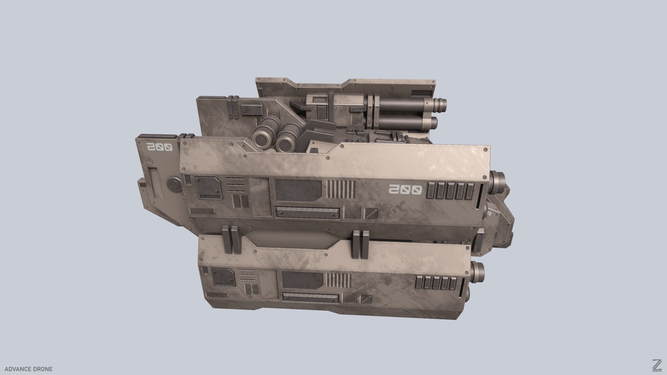 Advance Drone Low-poly 3D model_6