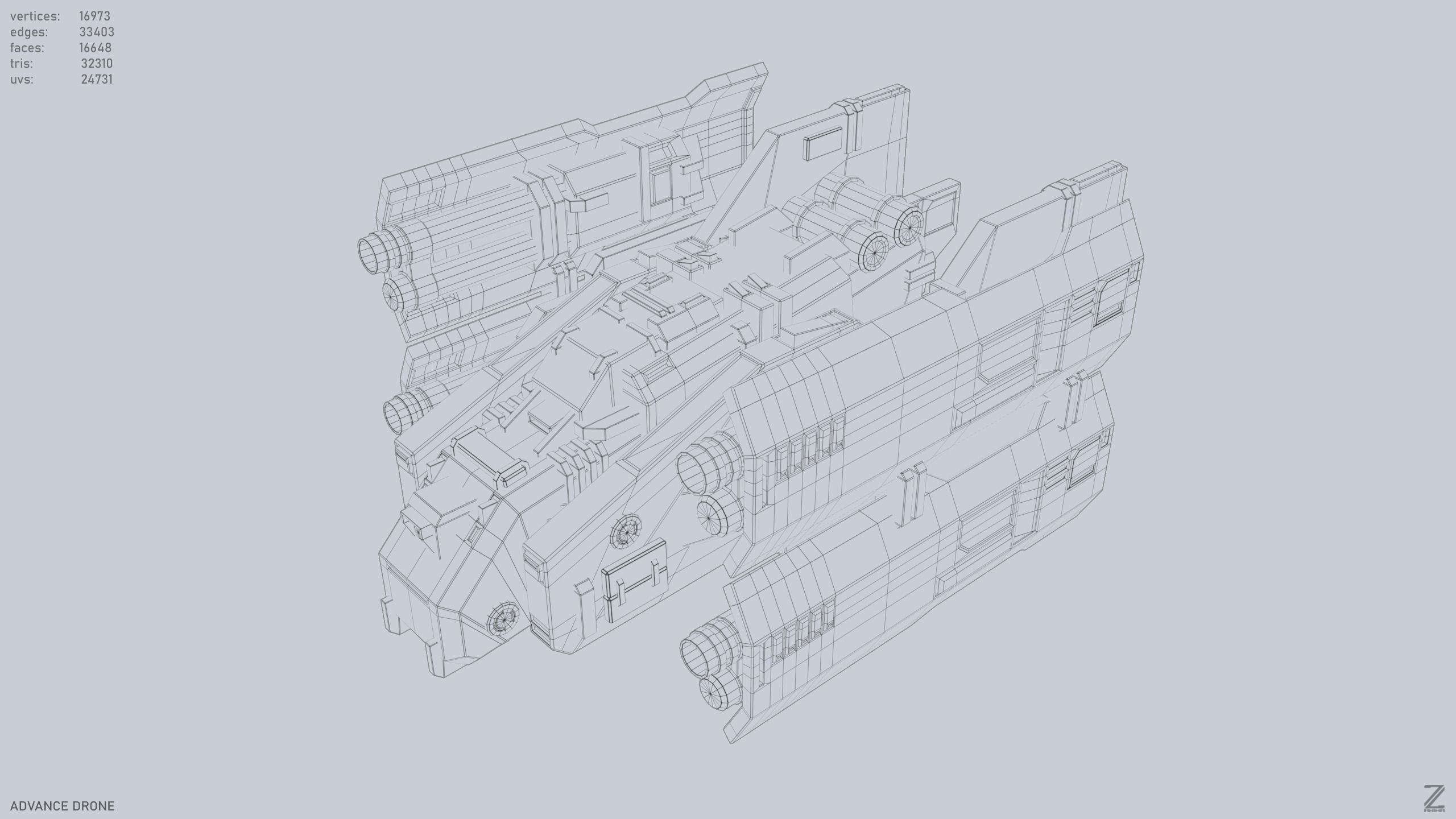 Advance Drone Low-poly 3D model_13