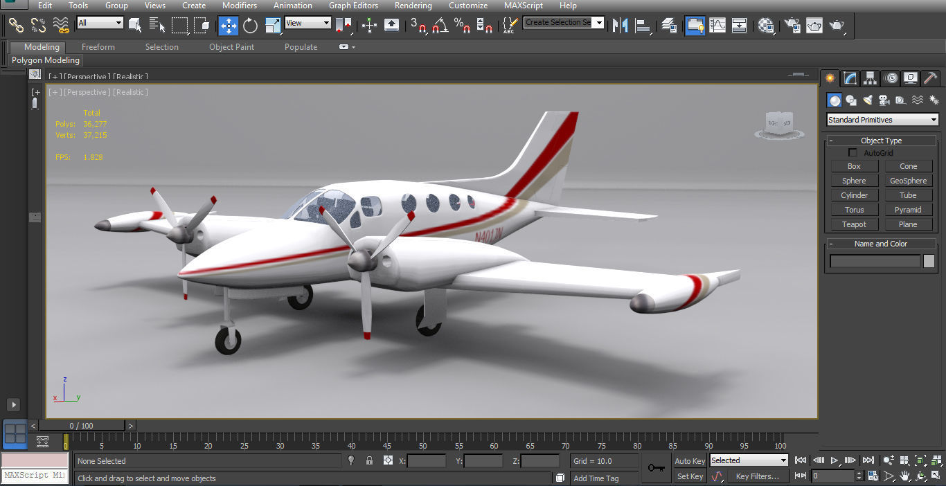 Cessna 401 Low-poly 3D model_8