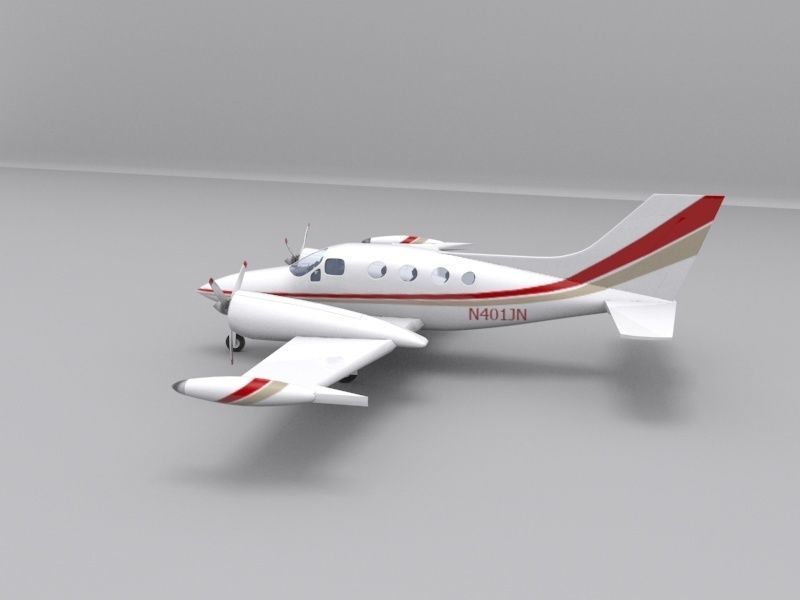 Cessna 401 Low-poly 3D model_14