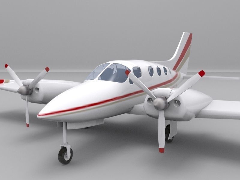 Cessna 401 Low-poly 3D model_3