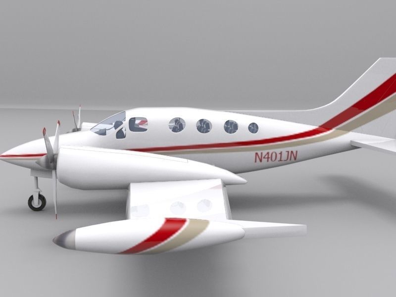 Cessna 401 Low-poly 3D model_4