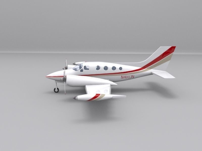 Cessna 401 Low-poly 3D model_13