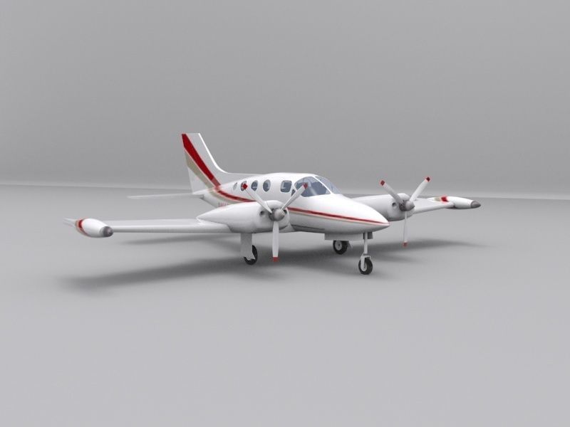Cessna 401 Low-poly 3D model_1