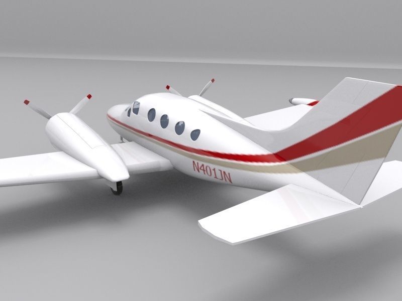 Cessna 401 Low-poly 3D model_5