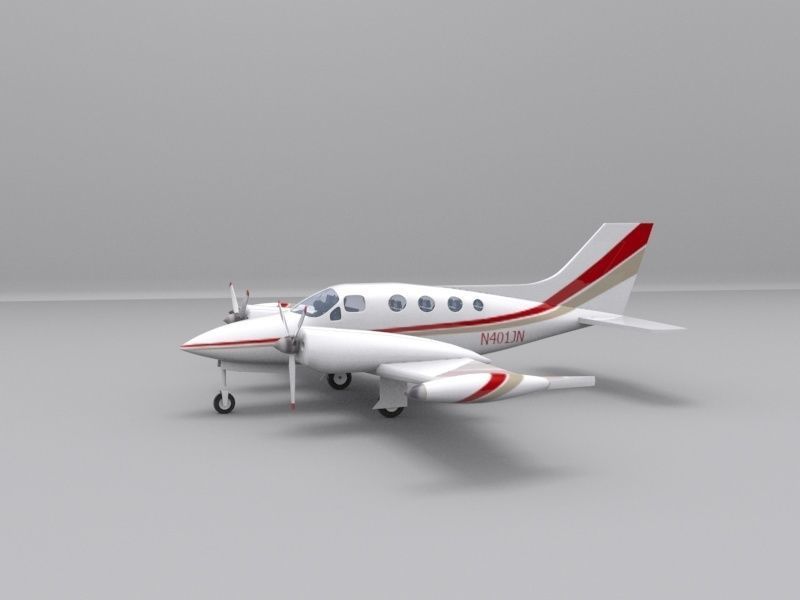 Cessna 401 Low-poly 3D model_11