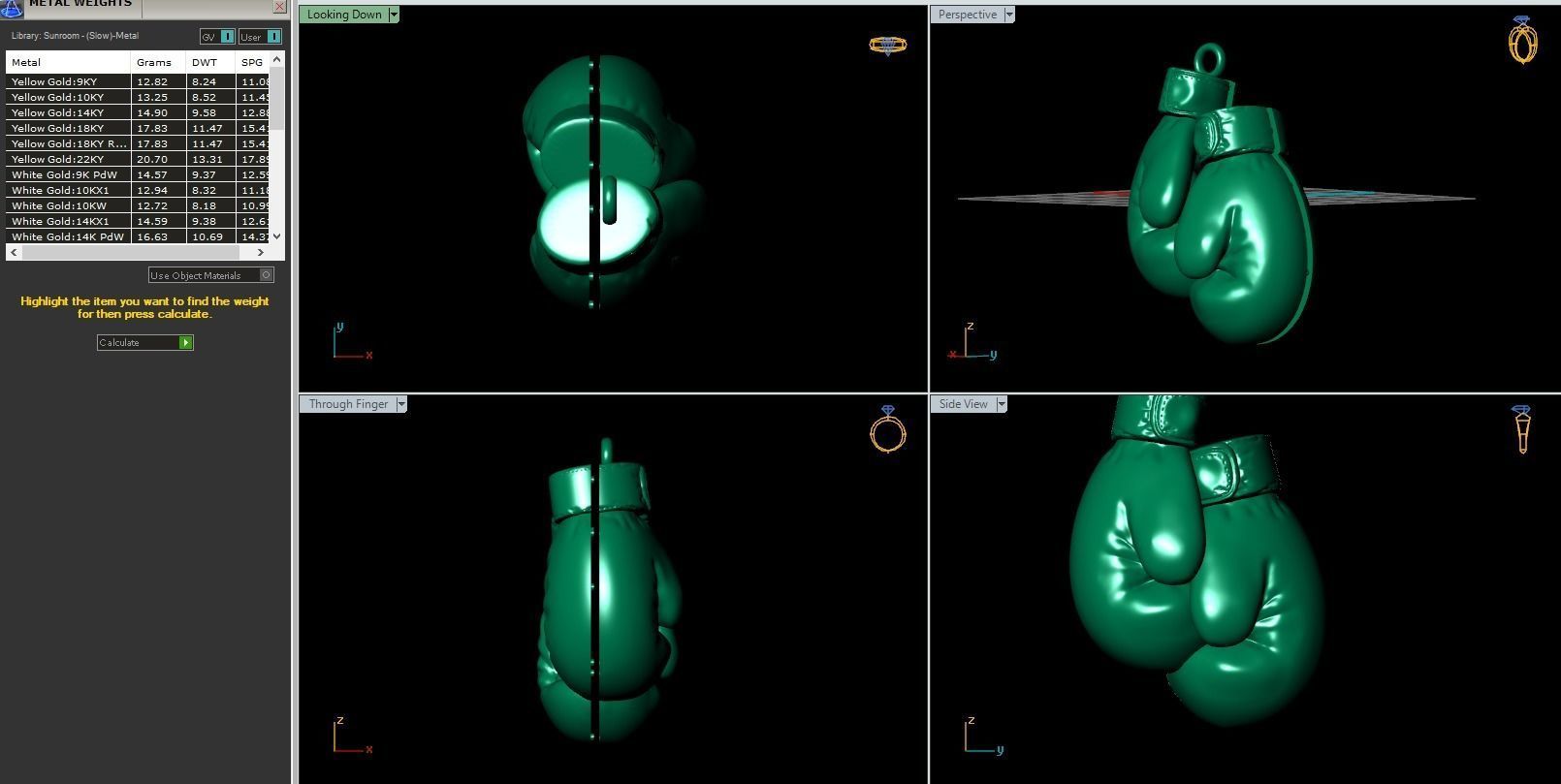 boxing necklace 3D print model_3
