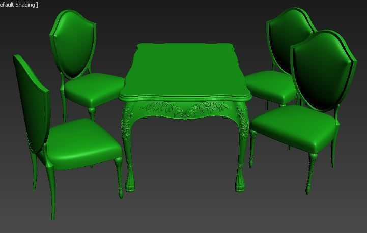 Classical Dining set Low-poly 3D model_11