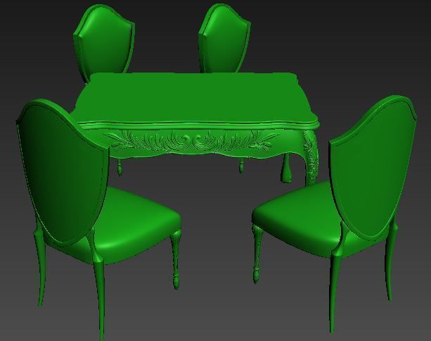 Classical Dining set Low-poly 3D model_12