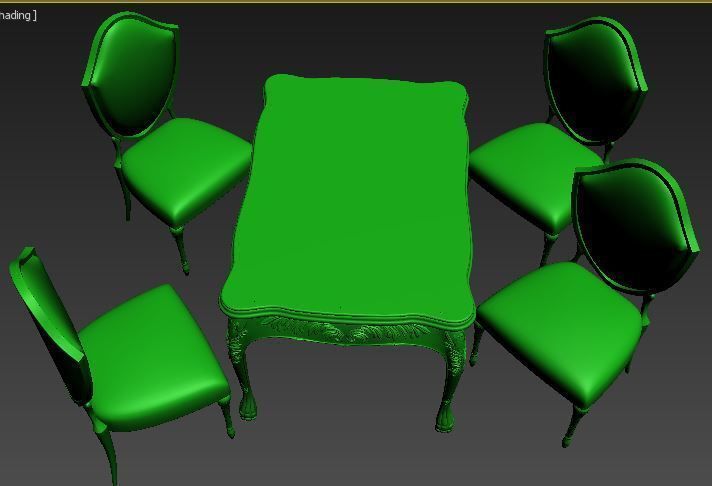 Classical Dining set Low-poly 3D model_13