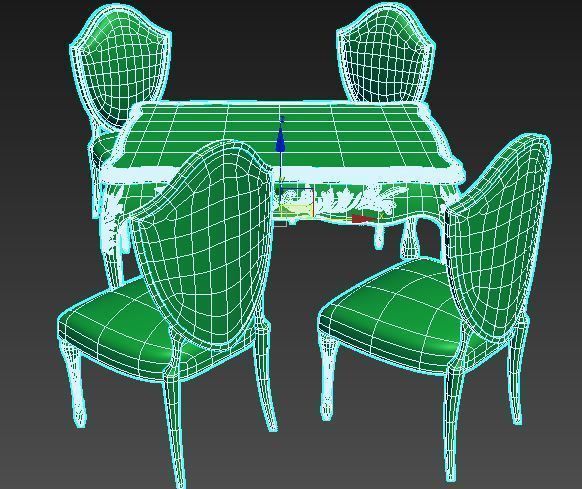 Classical Dining set Low-poly 3D model_7