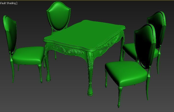 Classical Dining set Low-poly 3D model_10