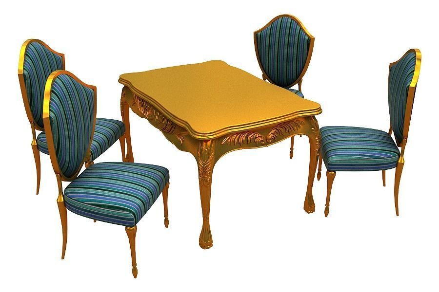 Classical Dining set Low-poly 3D model_6