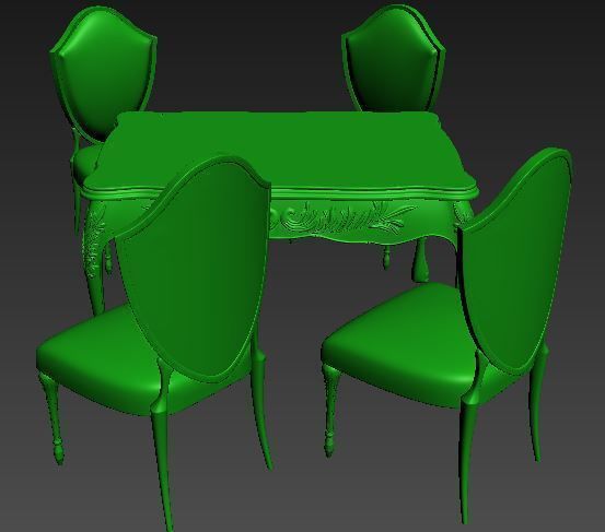 Classical Dining set Low-poly 3D model_8