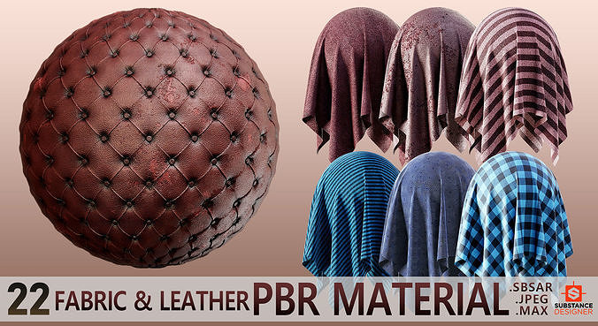 22 Fabric and Leather PBR Material Texture