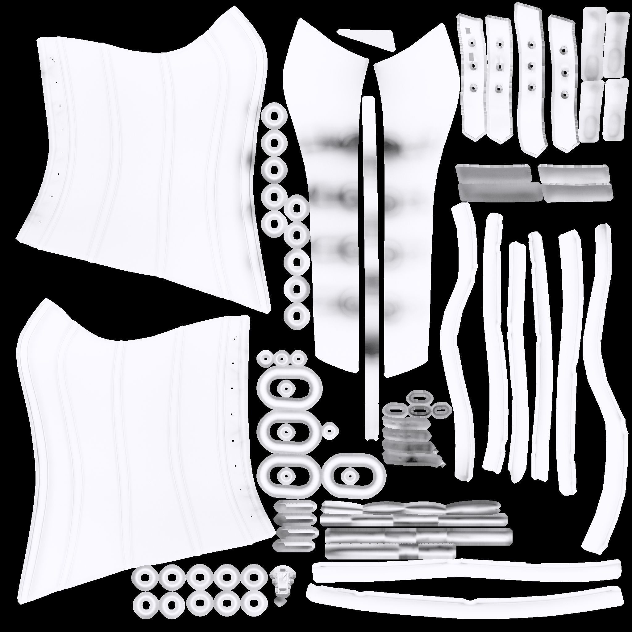 Steampunk Faux Leather Zipper Steel Bone Overbust Corset Low-poly 3D model_13