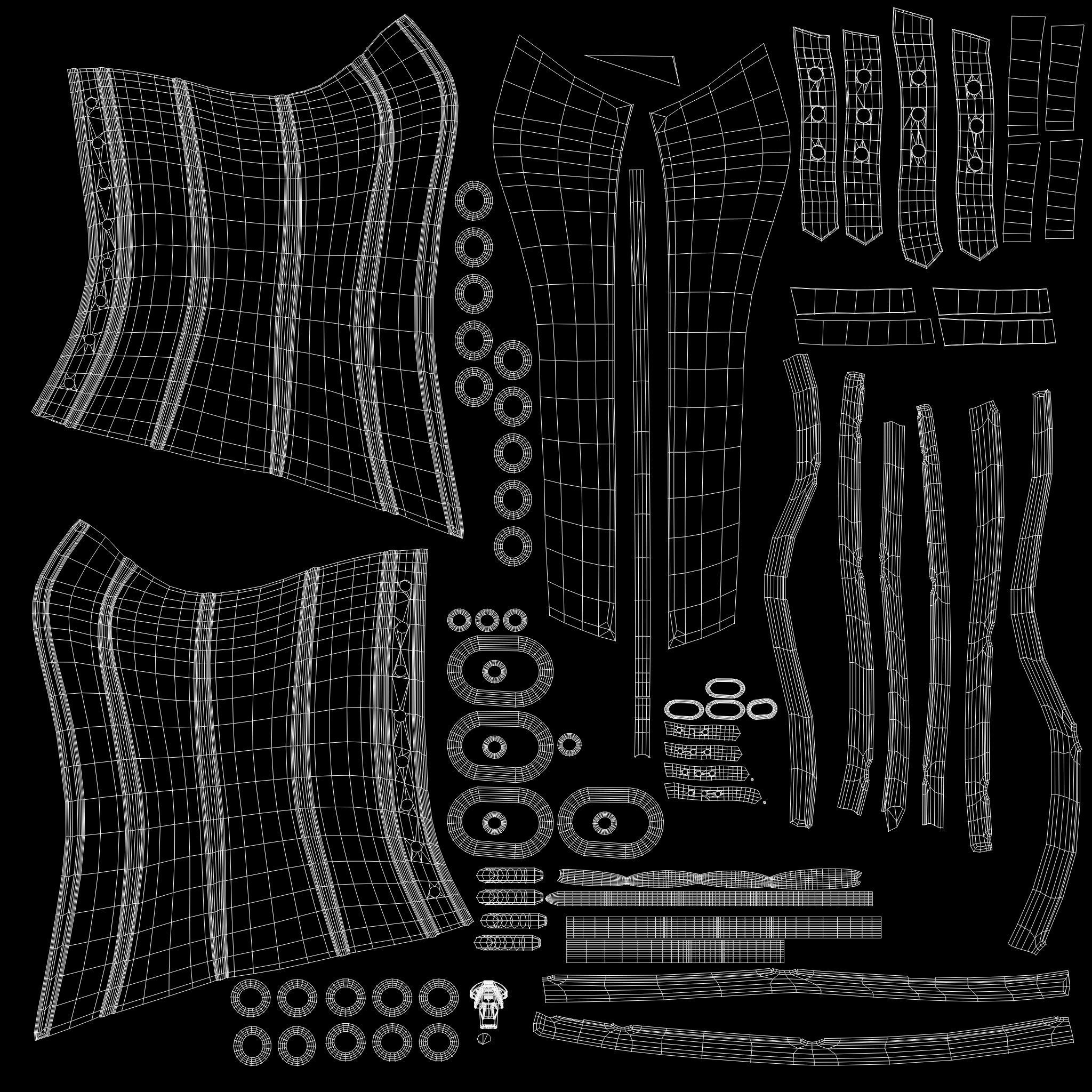 Steampunk Faux Leather Zipper Steel Bone Overbust Corset Low-poly 3D model_14