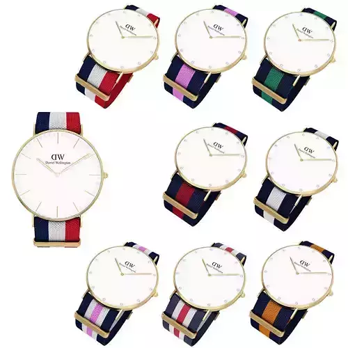 Wrist watch with fabric strap 3d model