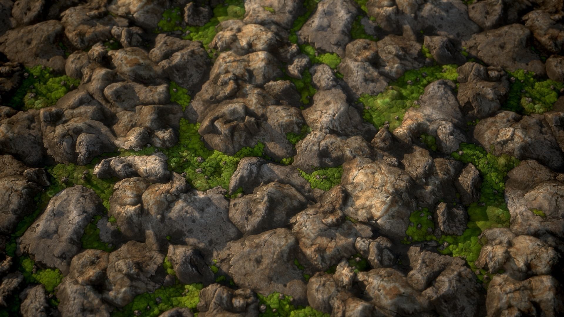  Stylized Mossy Rock Ground Texture Texture_2