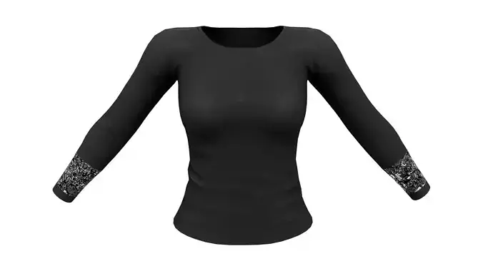 Lacey Long Sleeve Black Top Blouse