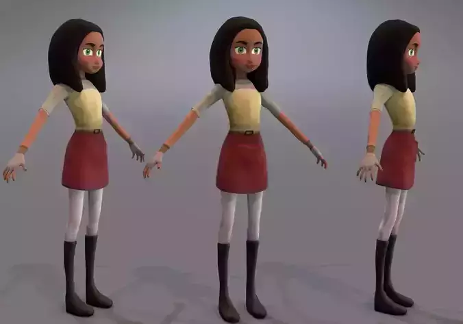 teen with green eyes Low-poly 3D model