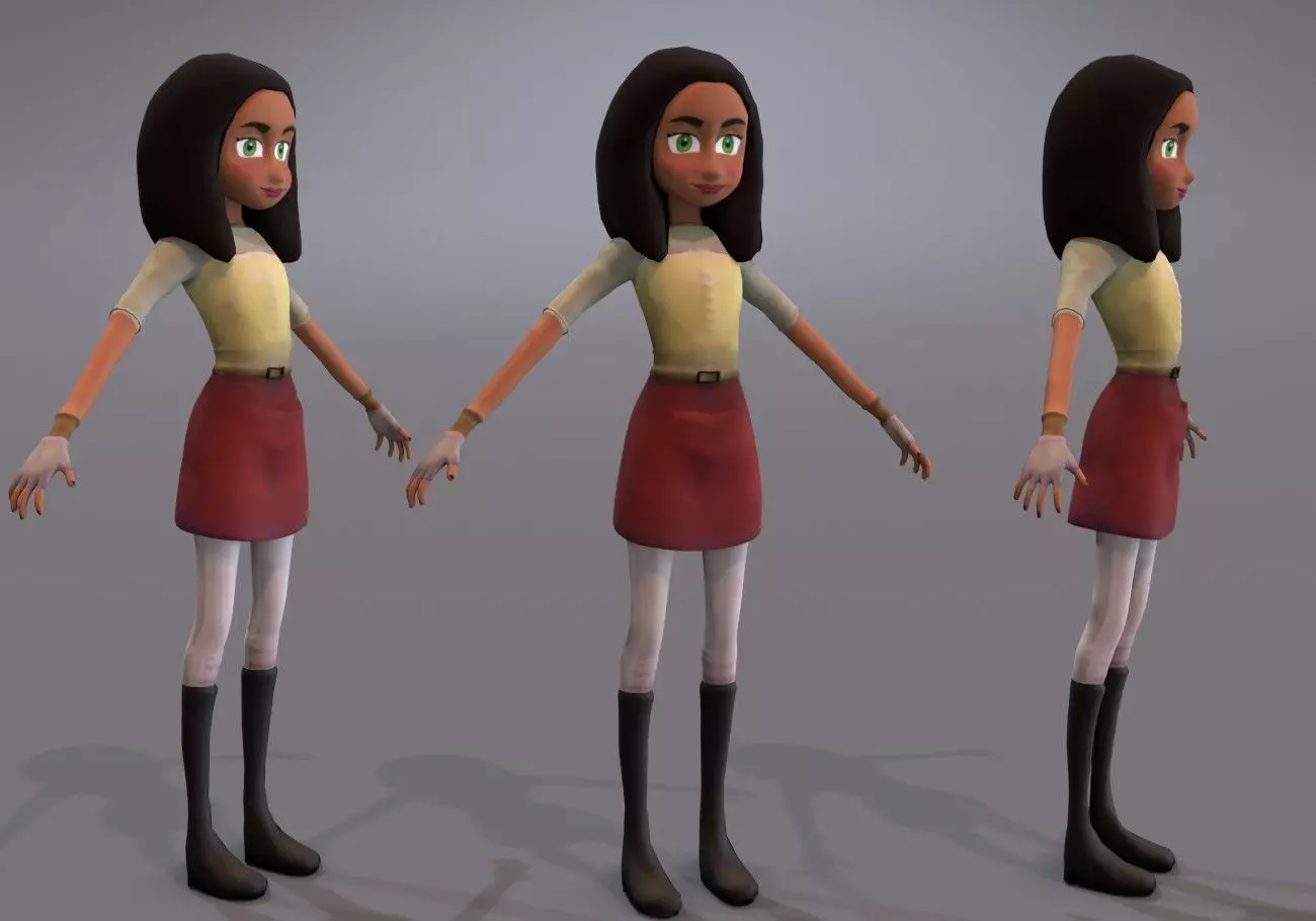 teen with green eyes Low-poly 3D model