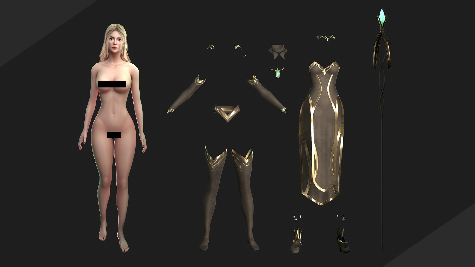 Elf Sorcerer - Game Ready Low-poly 3D model_5