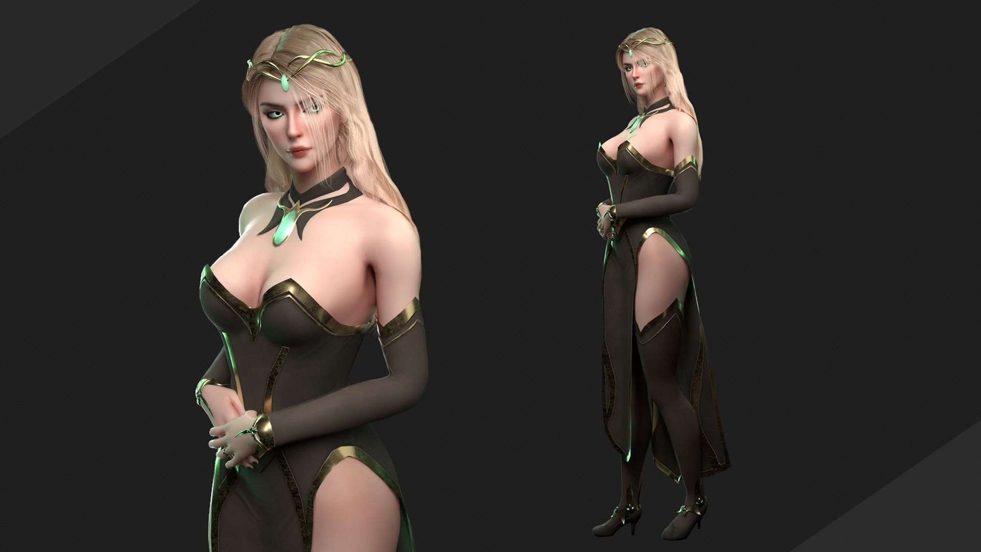 Elf Sorcerer - Game Ready Low-poly 3D model_4