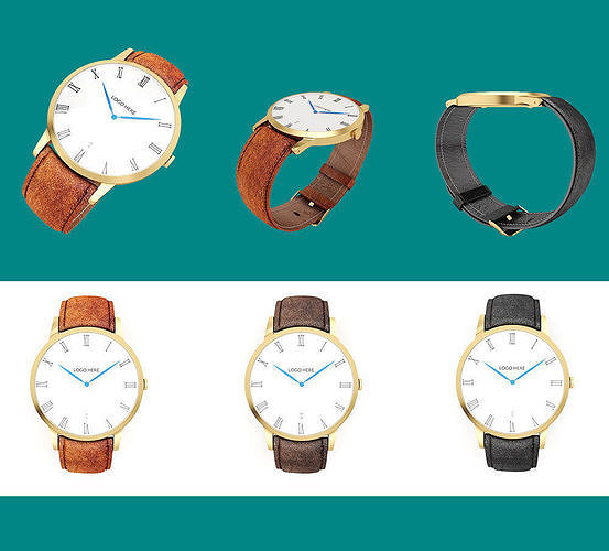 Wrist watch with leather strap 3d model  3D model