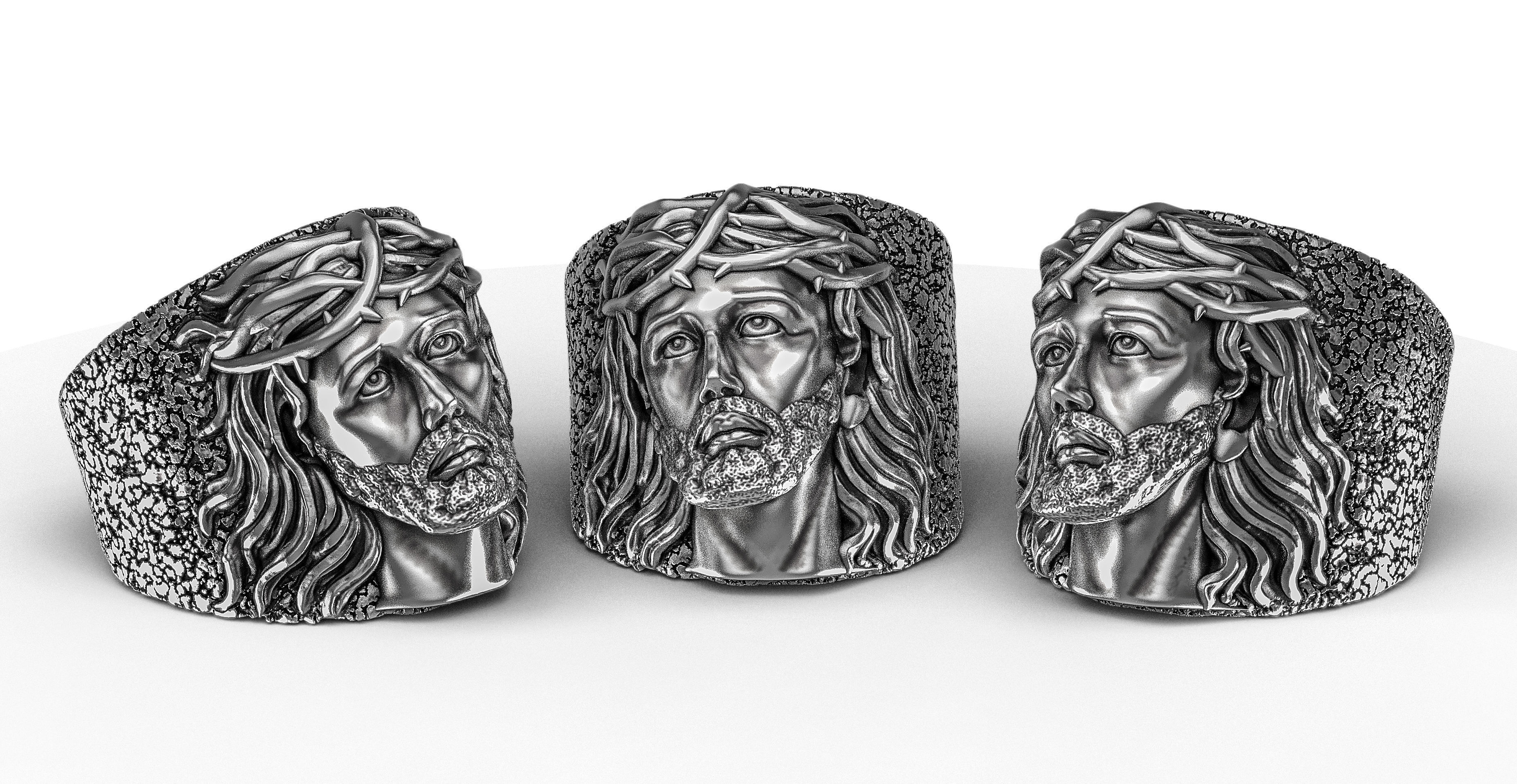 Jesus Face Ring  3D print model_1