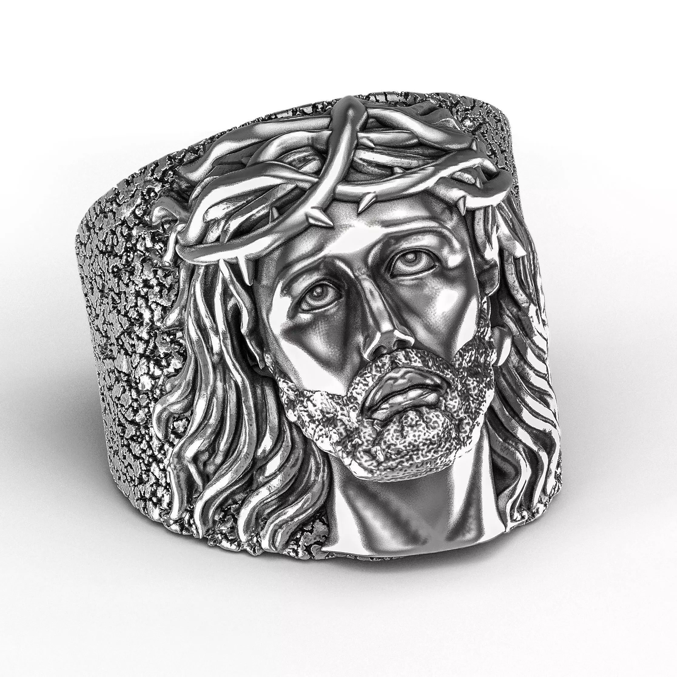 Jesus Face Ring  3D print model_0