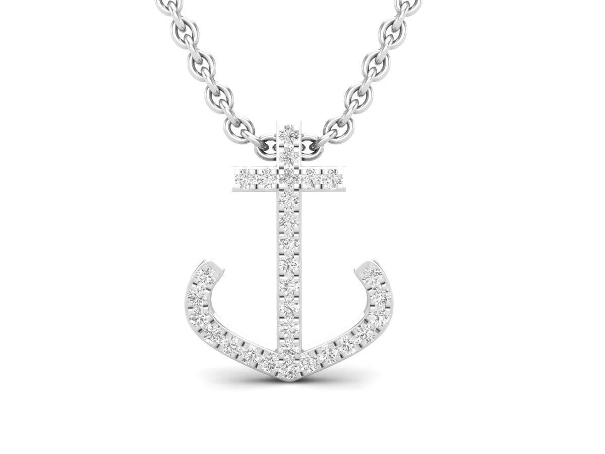Diamond Ladies Micro Pave Anchor Pendant 3D print model