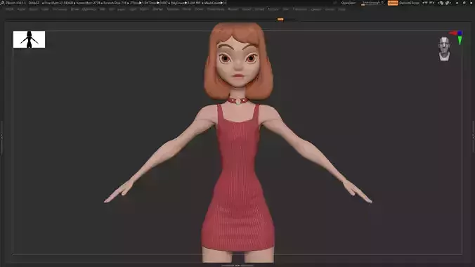 ZBrush Stylized Character Girl Basemesh - Dina Style 2