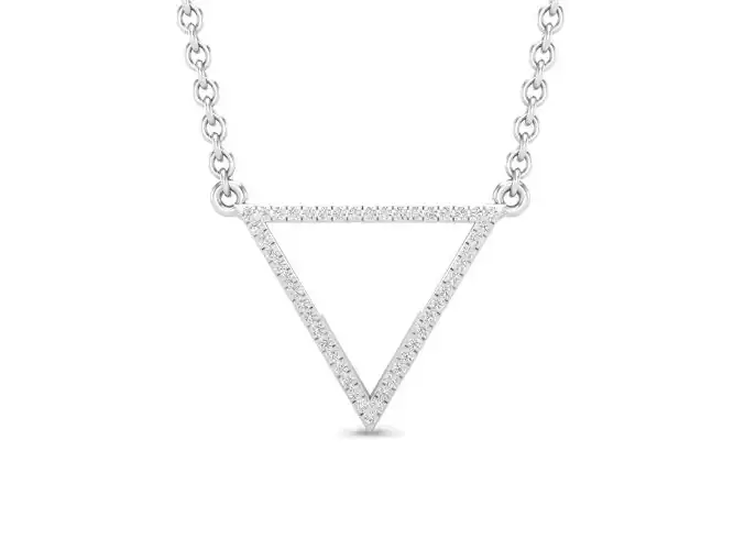 Round White Diamond Ladies Triangle Pendant