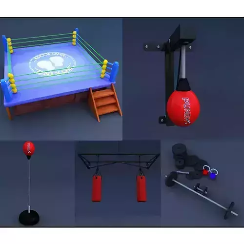 Boxing gym equipment lowpoly 3d model   3D model