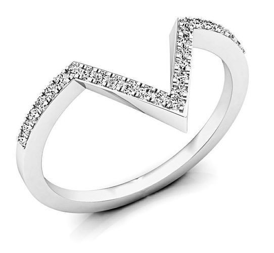 Diamond Chevron Band V Shaped Ladies Wedding Ring 3D print model