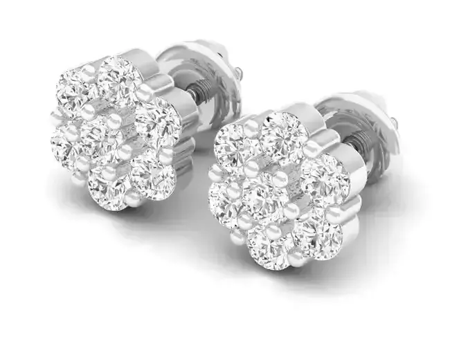 Diamond cluster earrings for woman