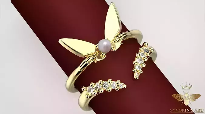 Butterfly double ring 3D print model