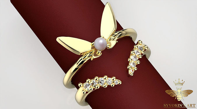 Butterfly double ring 3D print model 3D print model