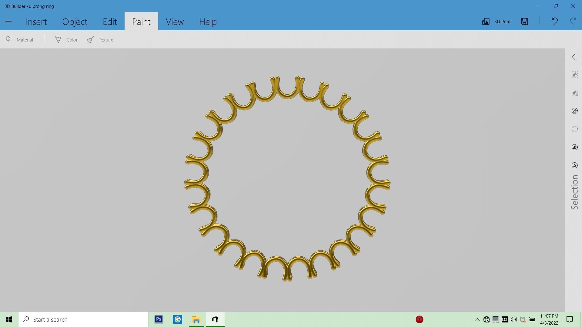 u prong ring stl verified  3D print model_7