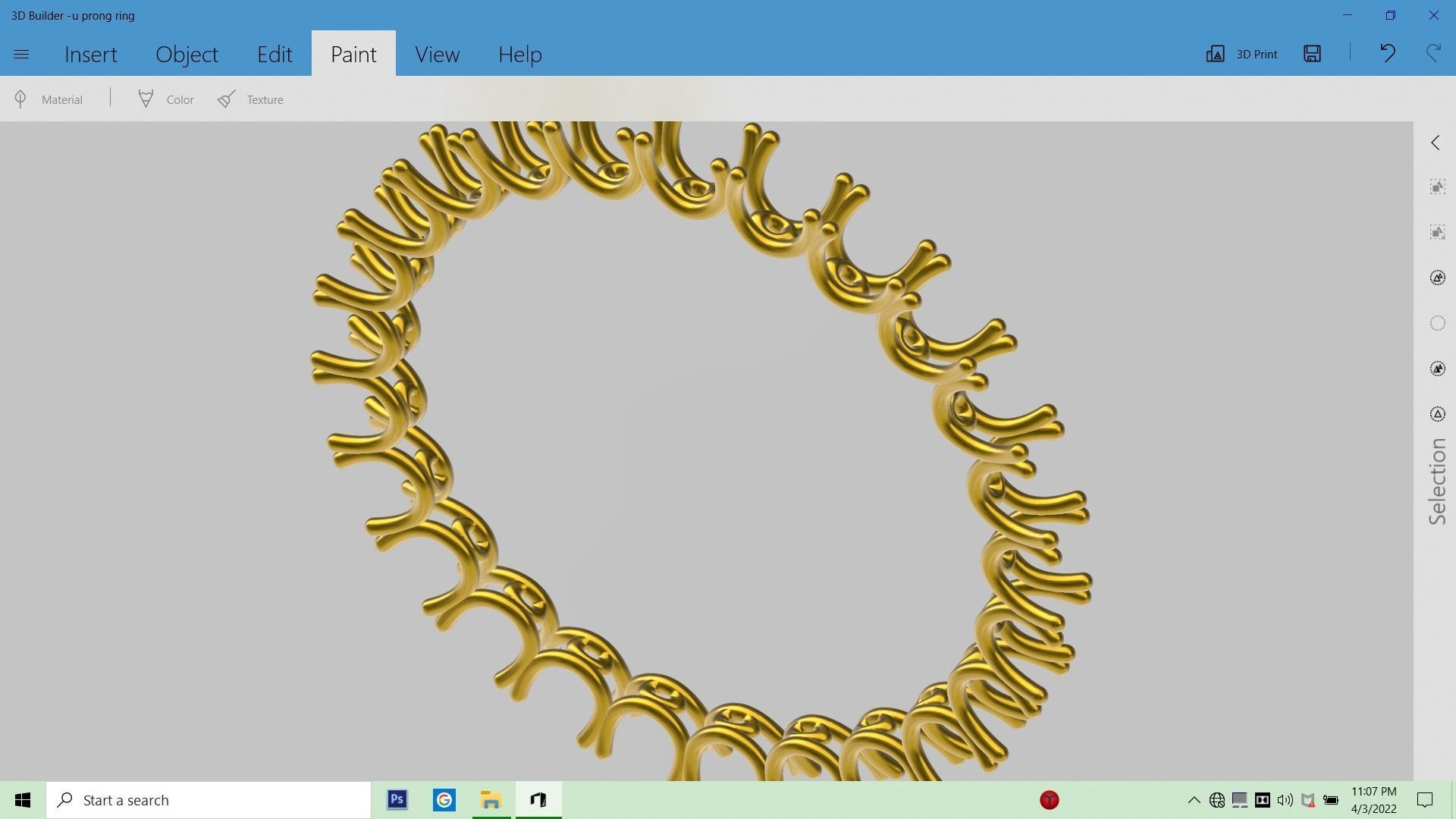 u prong ring stl verified  3D print model_9