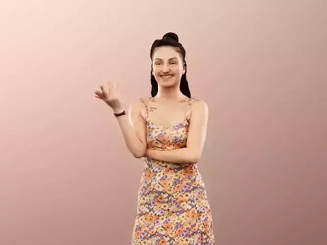 Camila 13041 - Standing Young Woman In Summer Dress Talking