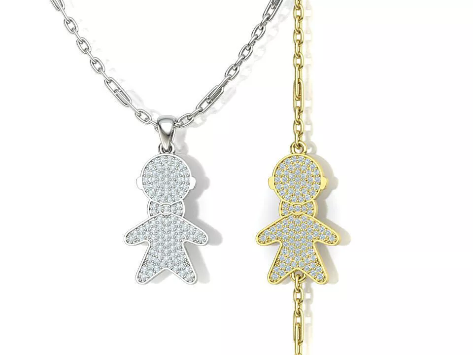 Gentleman Boy Pendant Diamond Boy Pendant 3dmodel 3D print model